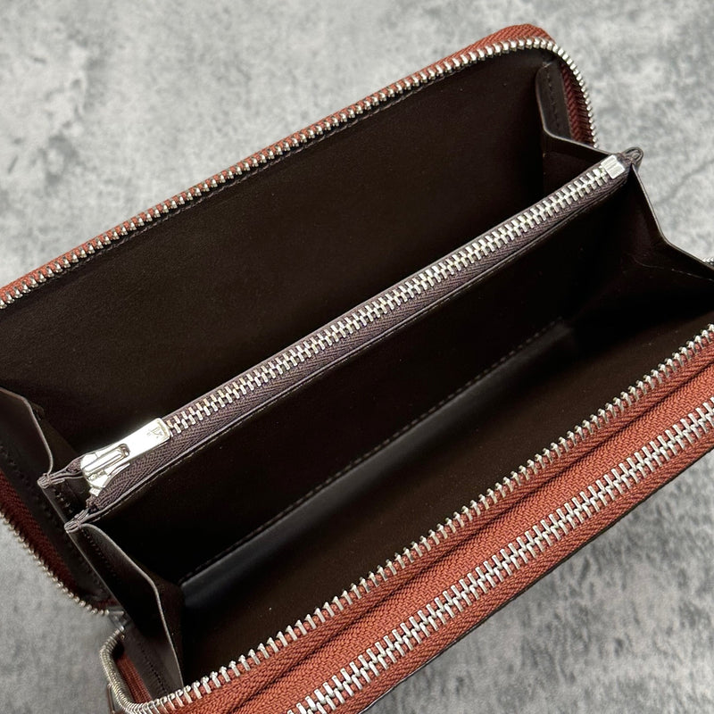 エレファント ダブルファスナー長財布 象革 本革 茶色 アーモンド 品番