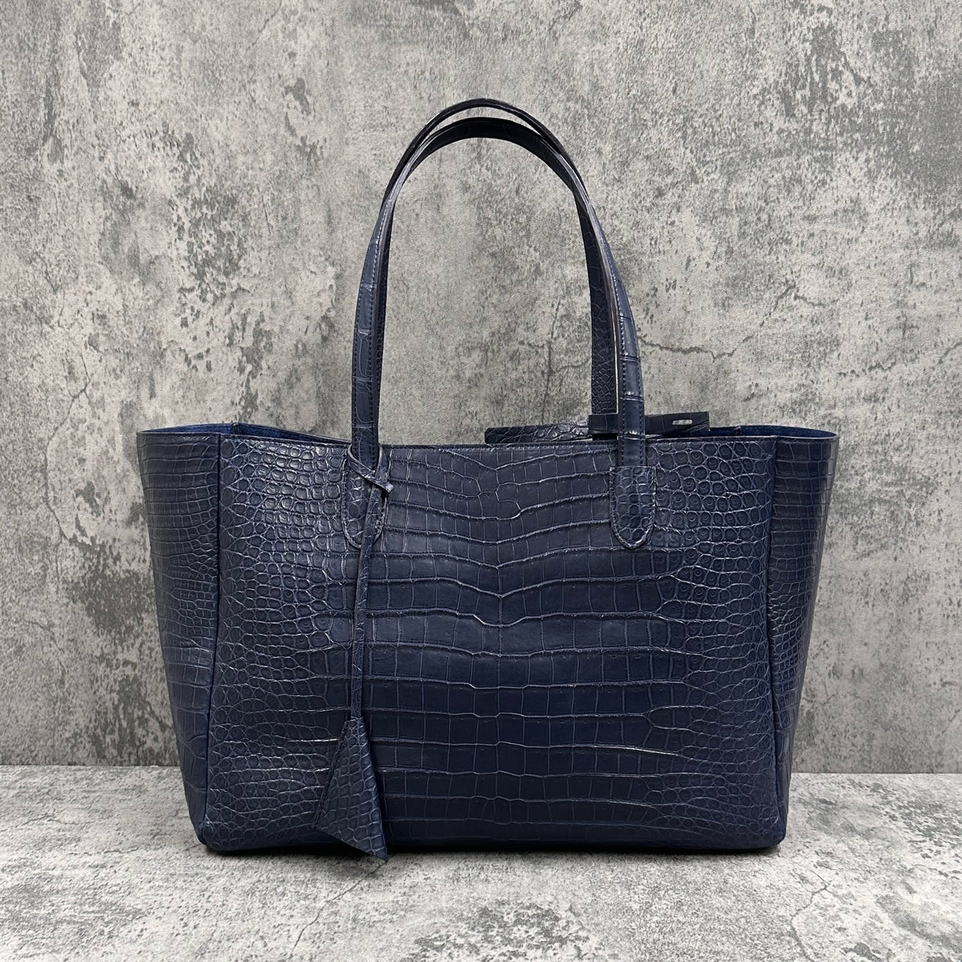 クロコダイル トートバッグ ワニ革 ポロサス 本革 紺 ネイビー BILBAO