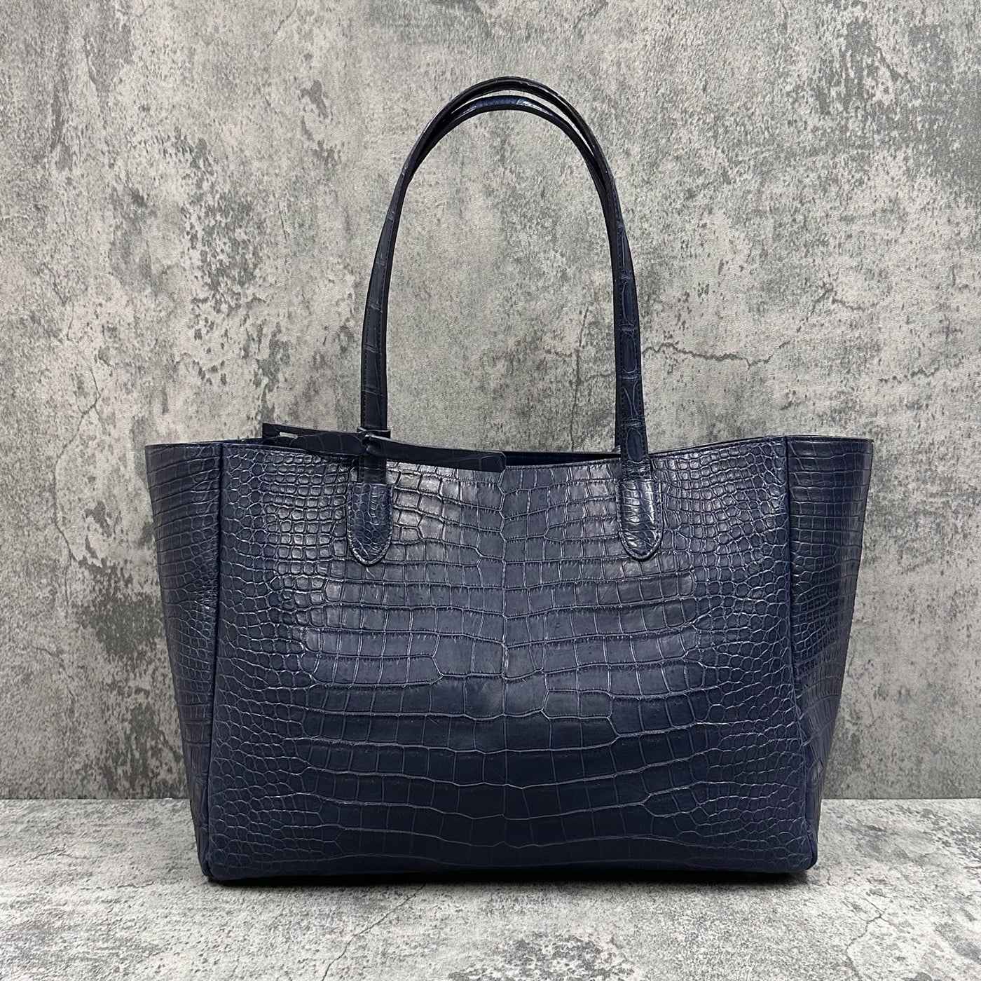 クロコダイル トートバッグ ワニ革 ポロサス 本革 紺 ネイビー BILBAO