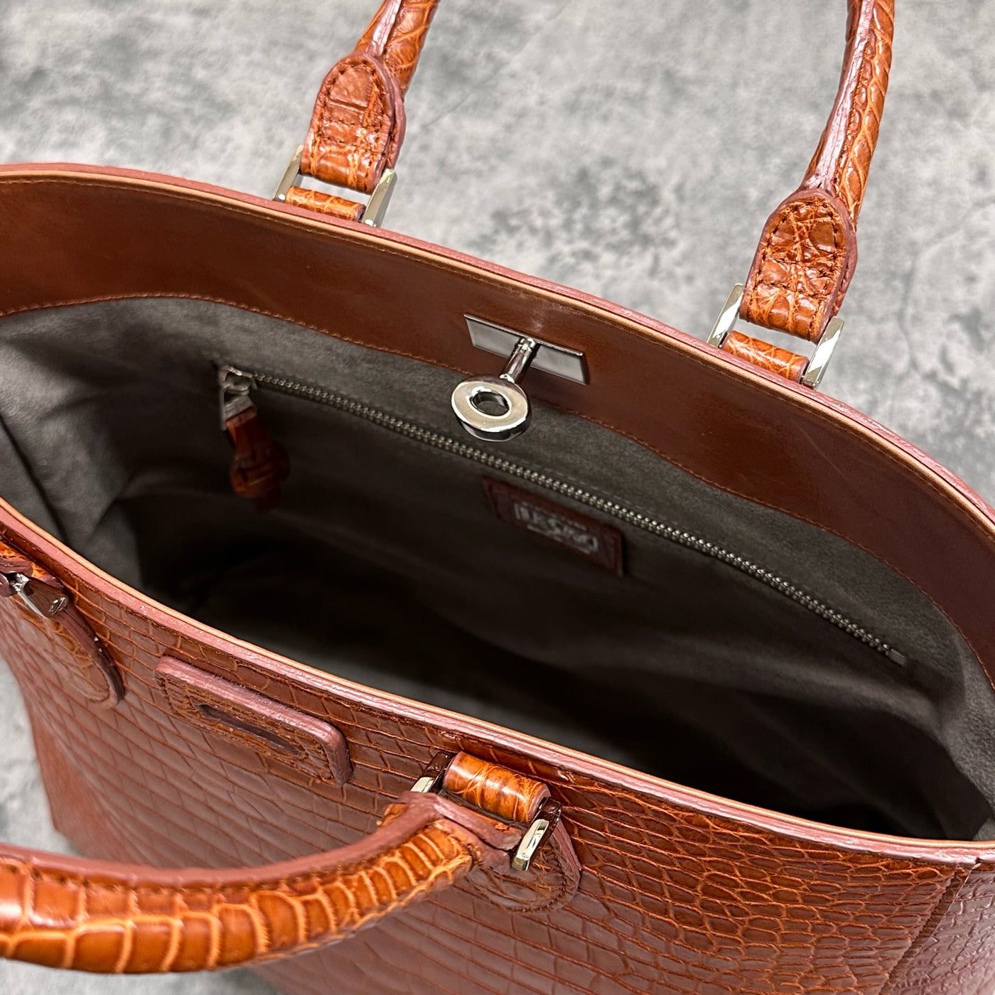 クロコダイル 3983 トートバッグ ブラウン  CROCODILE カデナ付き sankyo shokai（三京商会） [20%offクーポン]クロコダイルバッグ