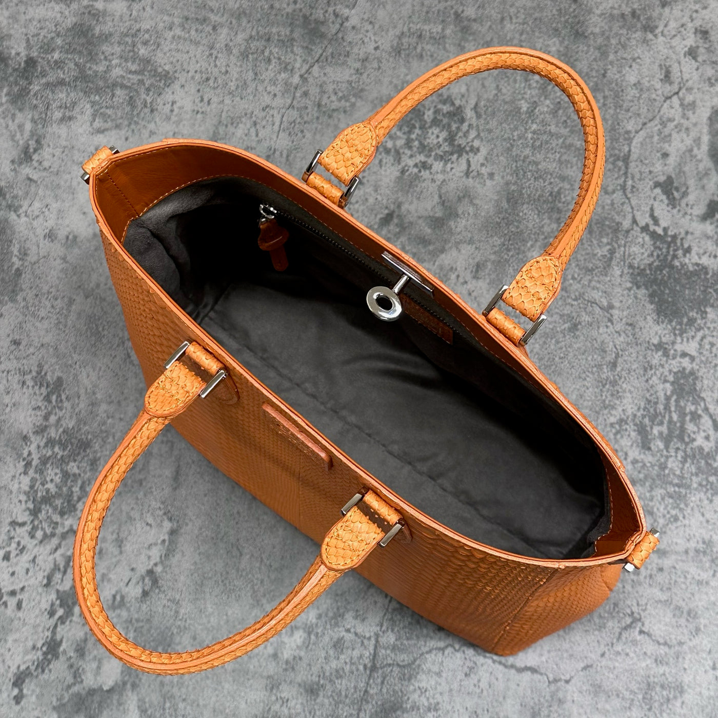 パイソン トートバッグ CALON - ORANGE/オレンジ – Le'sac