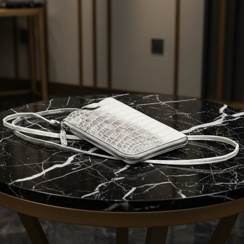 白いワニ革のポシェット