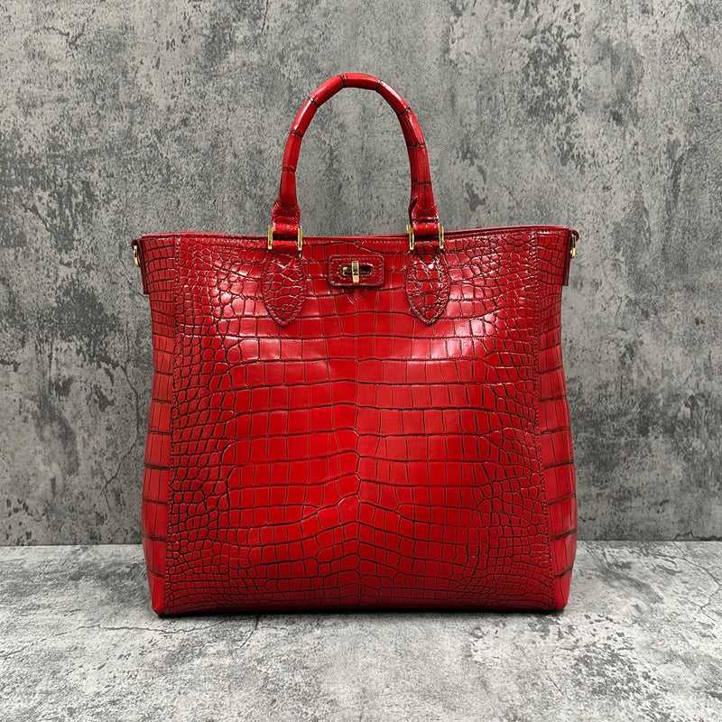 限定　ダークレッド　ワイン　 クロコダイル風 トートバッグ 限定 ダークレッド ワイン クロコダイル風 トートバッグ