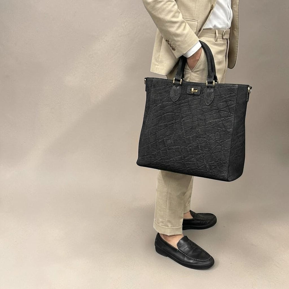 エレファント トートバッグ 象革 本革 黒 ブラック CALON – Le'sac