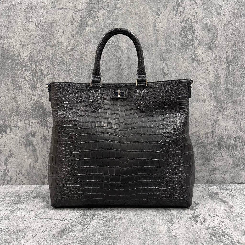 クロコダイル トートバッグ CALON - BLACK/ブラック – Le