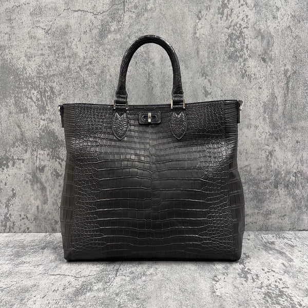 セール　ヘンリベンデル　黒 クロコダイル風 トレインバック　未使用品 クロコダイル トートバッグ CALON - BLACK/ブラック – Le'sac