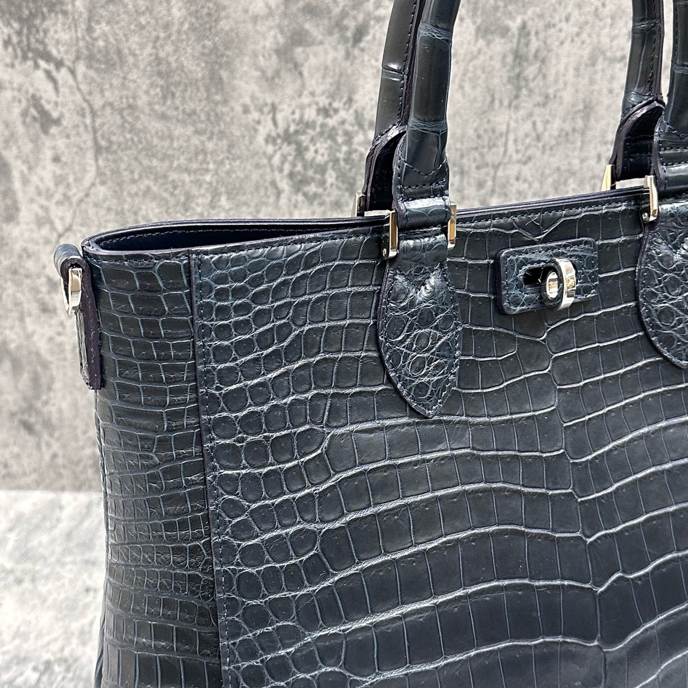 クロコダイル トートバッグ CALON - NAVY/ネイビー – Le'sac