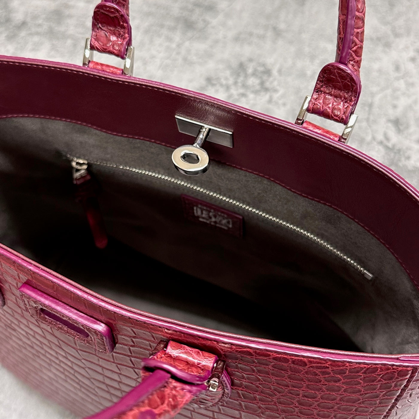 クロコダイル トートバッグ CALON - BORDEAUX/ボルドー – Le'sac