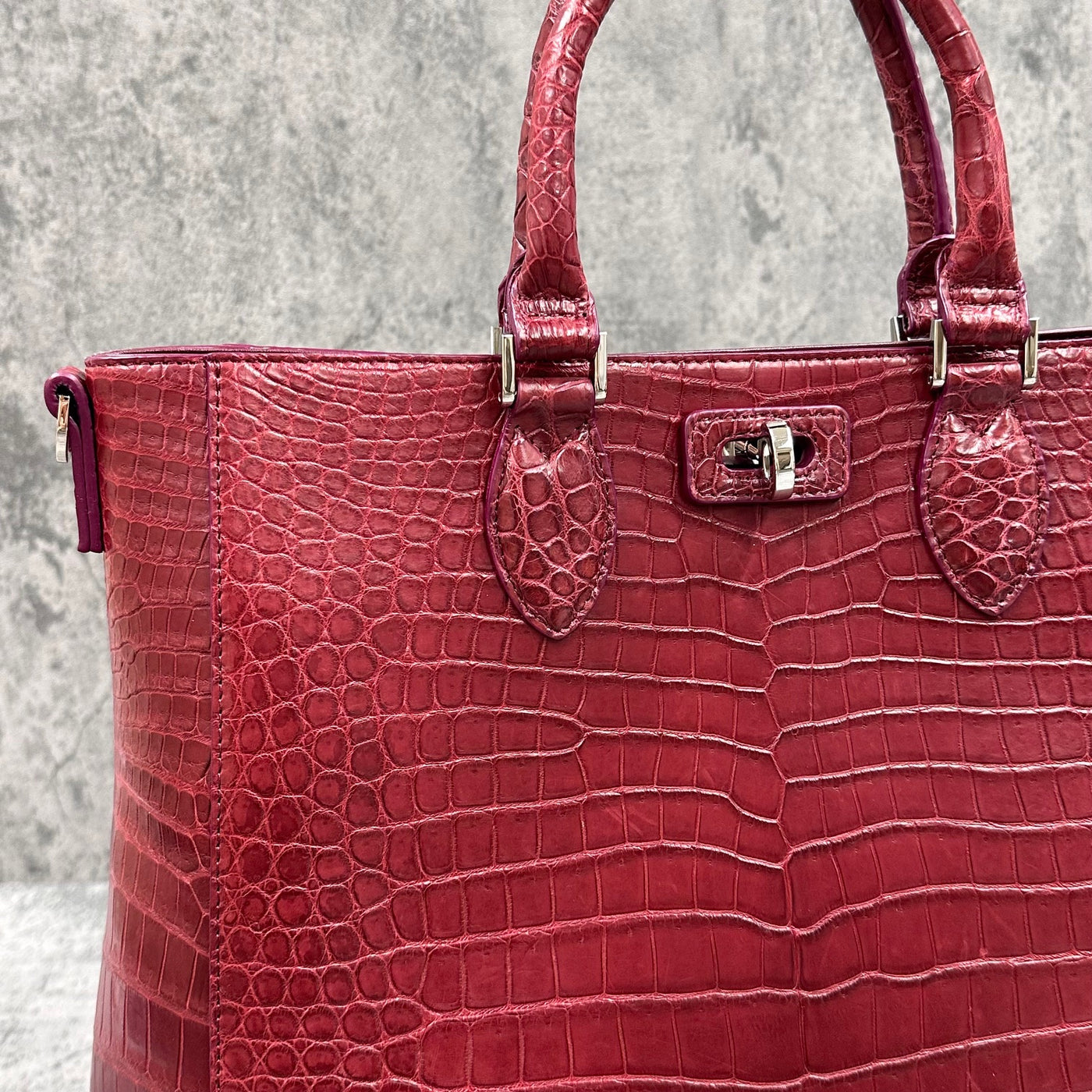 クロコダイル トートバッグ CALON - BORDEAUX/ボルドー – Le'sac