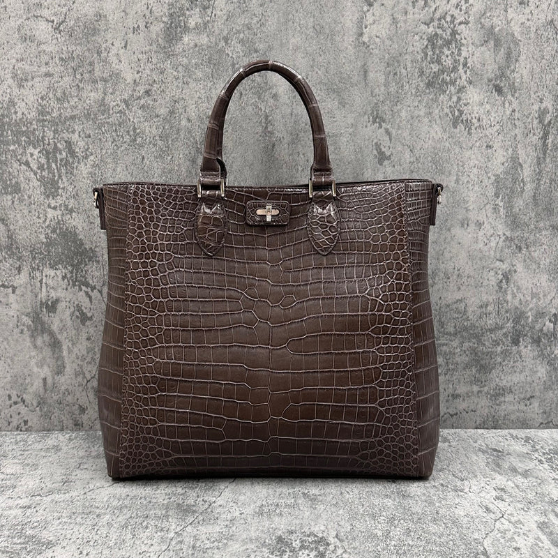 クロコダイル トートバッグ CALON - BROWN/ブラウン