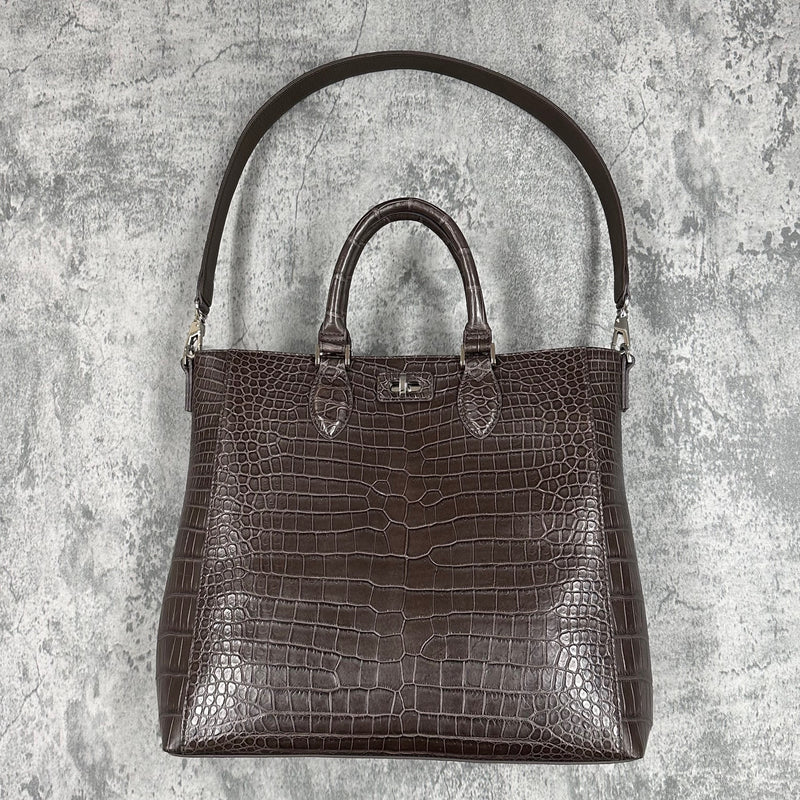 クロコダイル トートバッグ CALON - BROWN/ブラウン