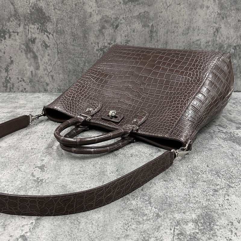 クロコダイル トートバッグ CALON - BROWN/ブラウン