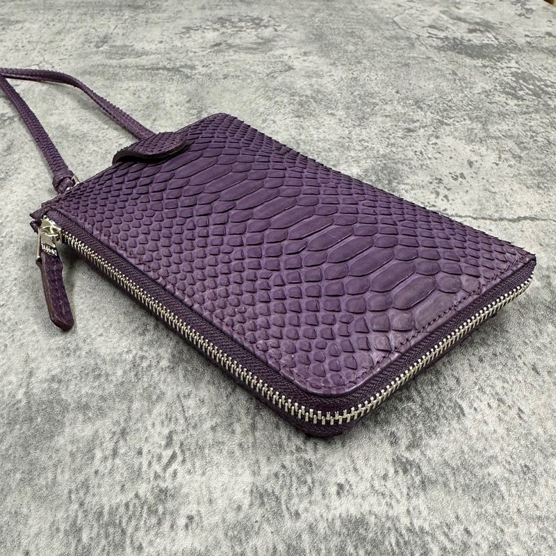 パイソン スマホショルダー メンズ レディース 本革 紫色 パープル