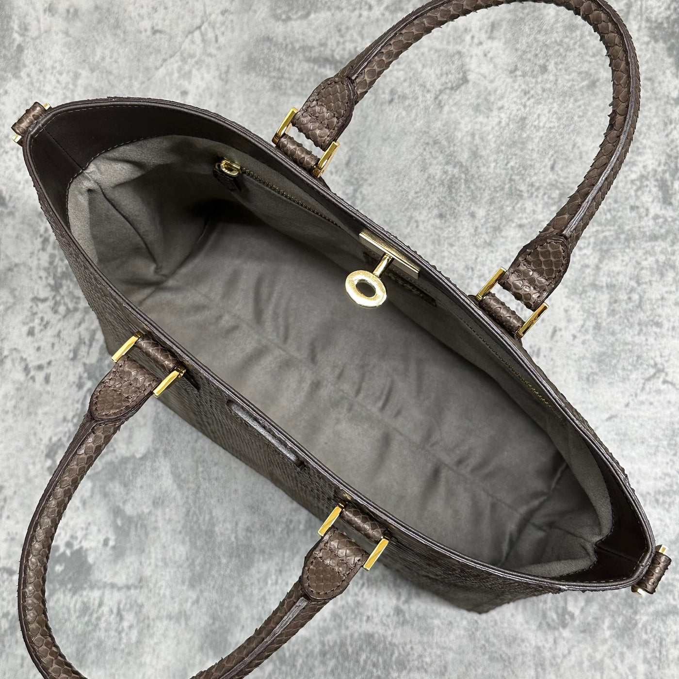 パイソン トートバッグ 蛇革 本革 メンズ レディース 茶色 ブラウン