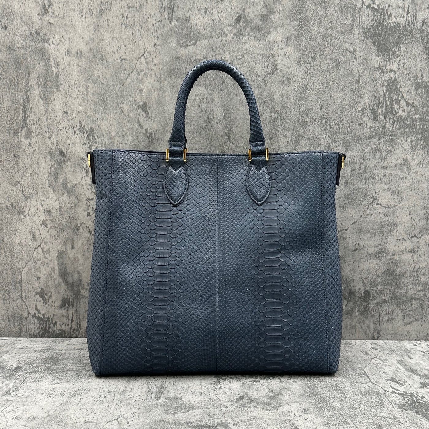 パイソン トートバッグ 蛇革 本革 メンズ レディース 紺 ネイビー