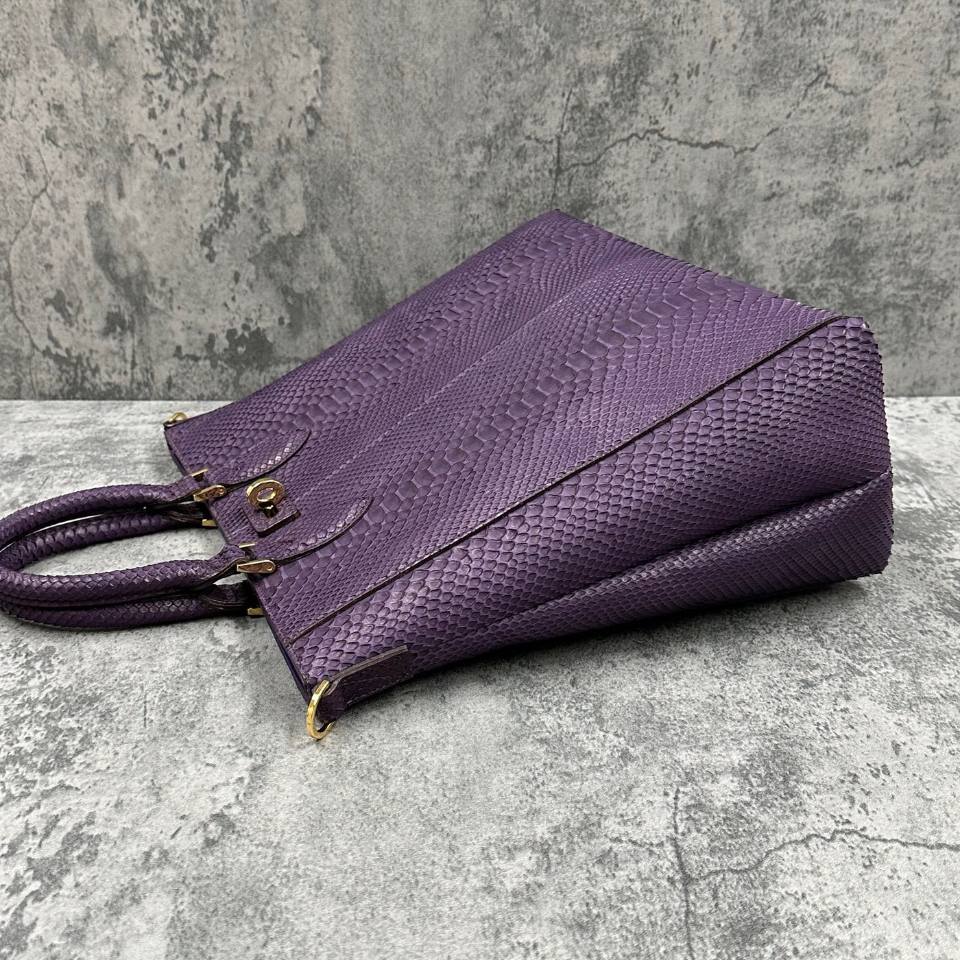 パイソン トートバッグ 蛇革 本革 メンズ レディース 紫色 パープル