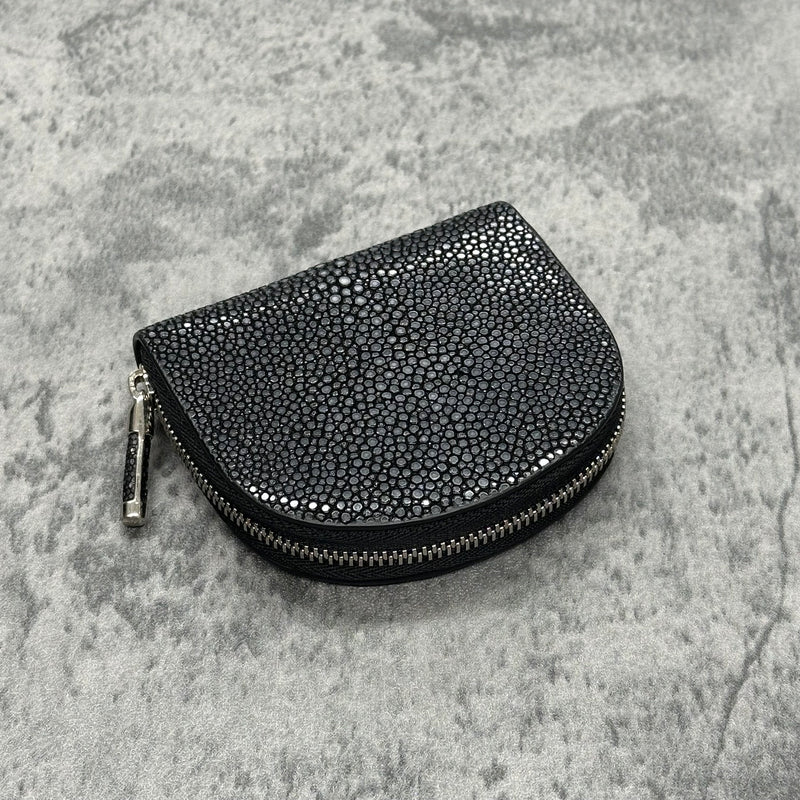 スティングレイ 小銭入れ エイ革 ガルーシャ 本革 黒 ブラック 品番CP