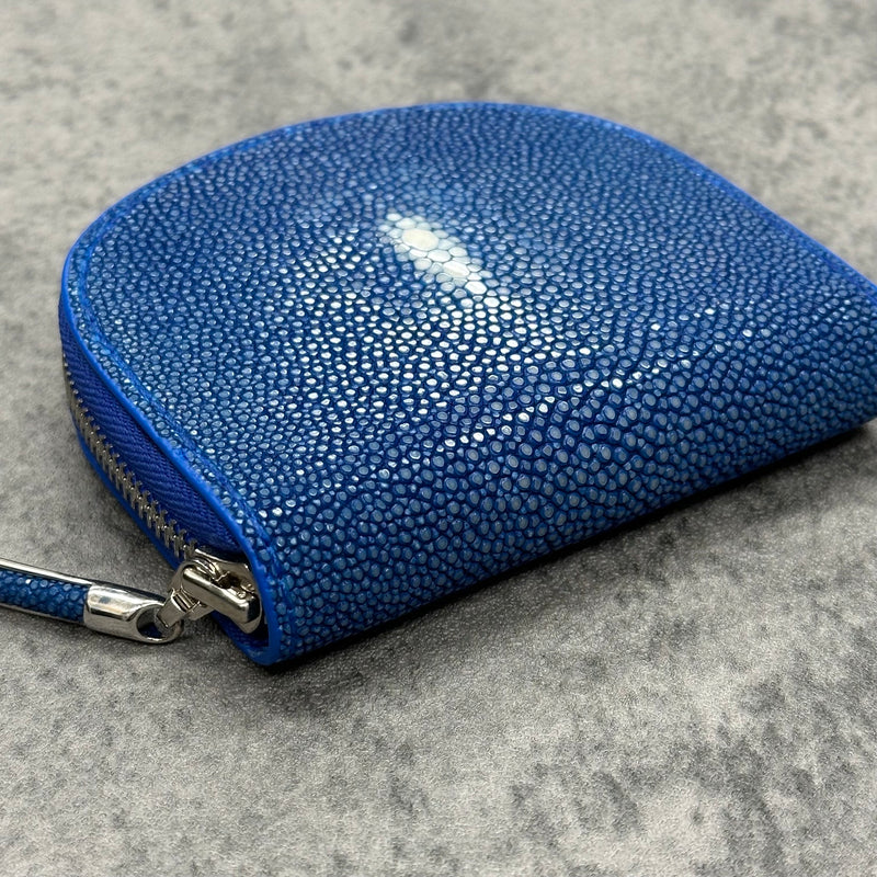 スティングレイ 小銭入れ エイ革 ガルーシャ 本革 紺 青 ブルー 品番CP