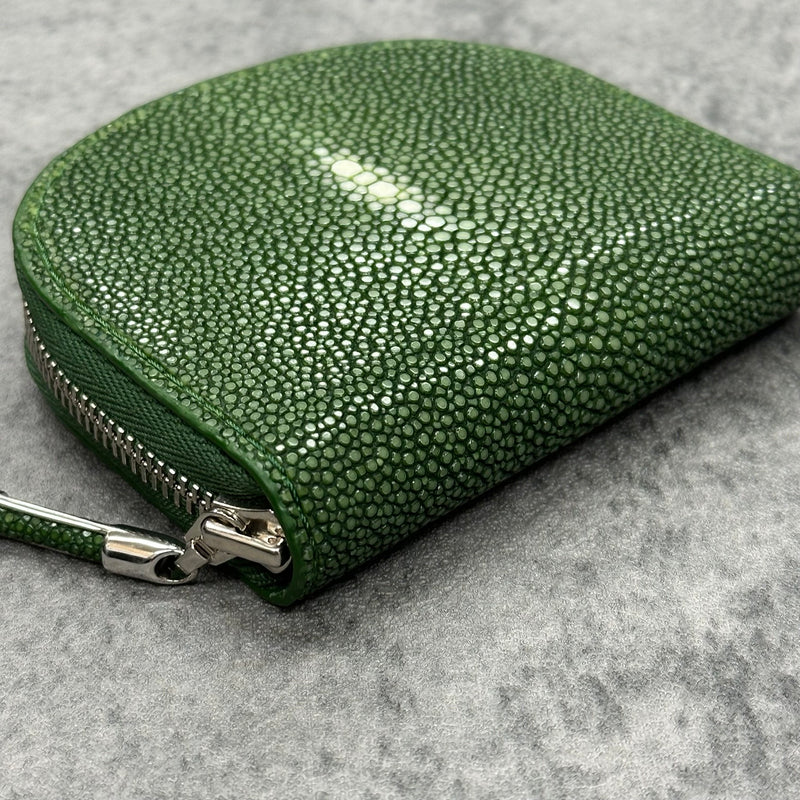 スティングレイ 小銭入れ エイ革 ガルーシャ 本革 緑色 グリーン 品番