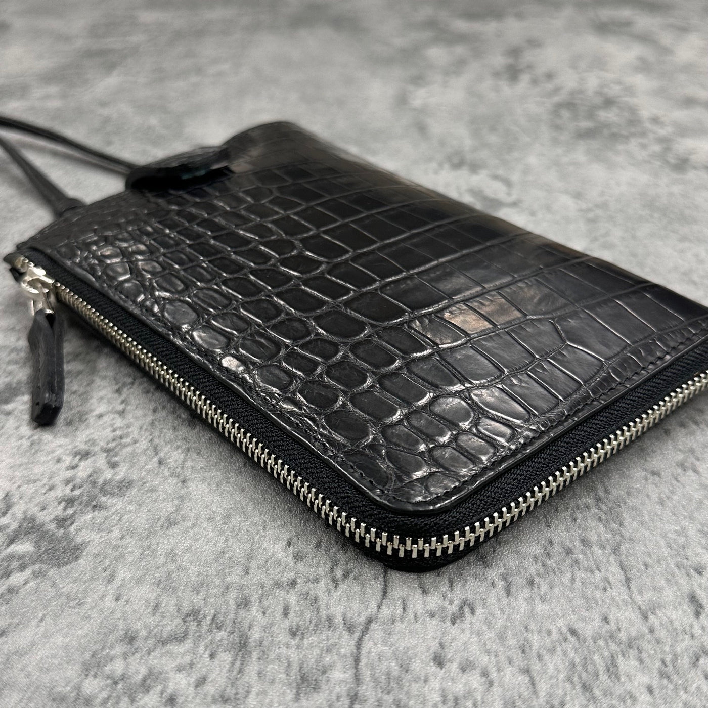 PREBLLC クロコダイルレザー ケース ブラック クロコダイルレザー カード ケース/crocodile card case