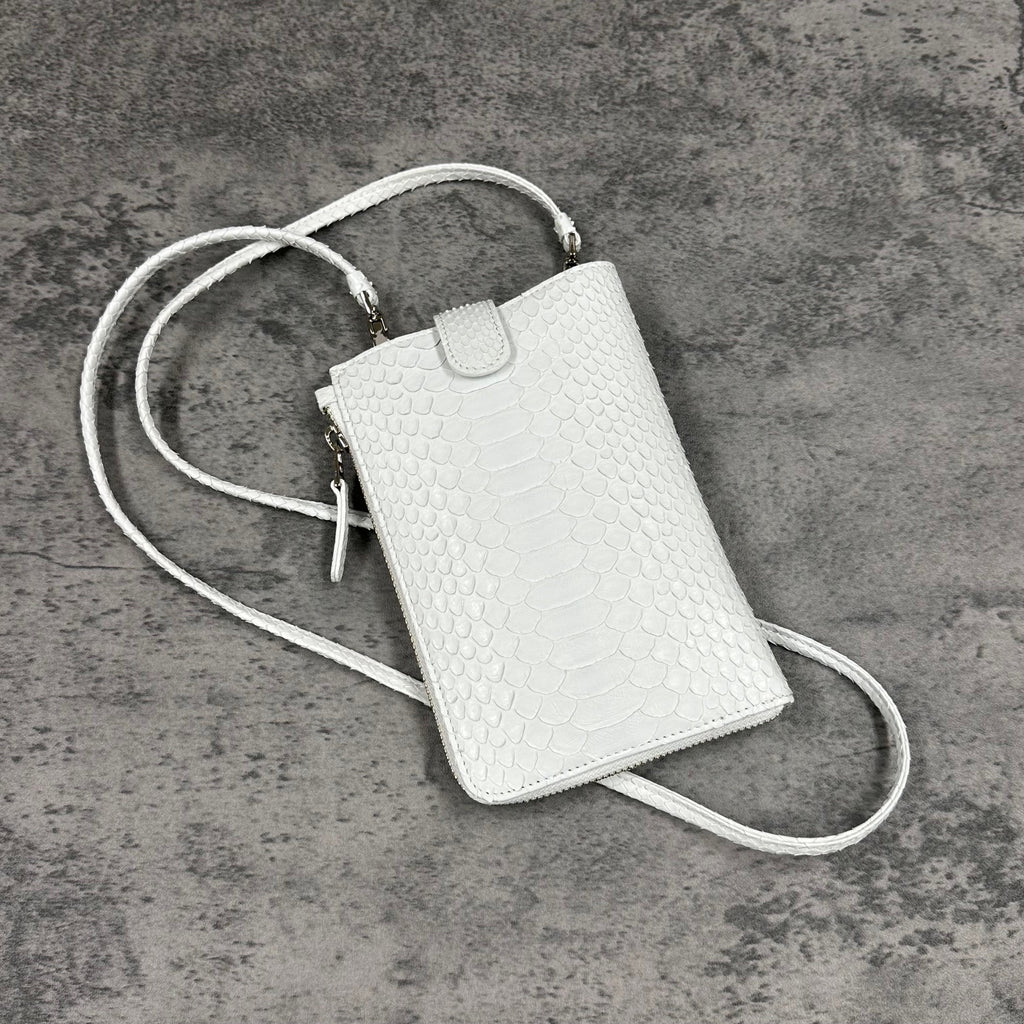 パイソン スマホショルダー 蛇革 本革 白 ホワイト CAPRI – Le'sac