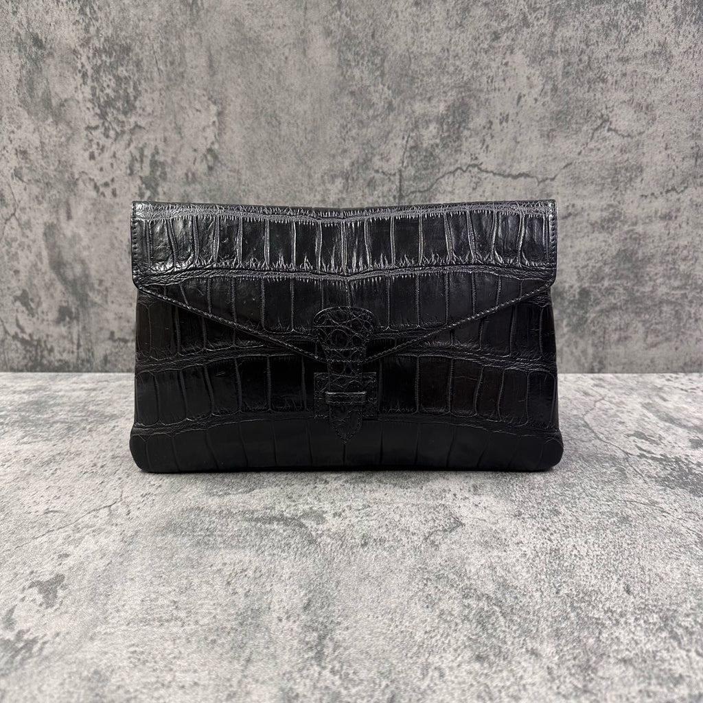 【じょり様】MARFORIO VENETIA　専用クロコダイル　クラッチバッグ クロコダイル クラッチバッグ ワニ革 ポロサス 本革 黒 ブラック DITA