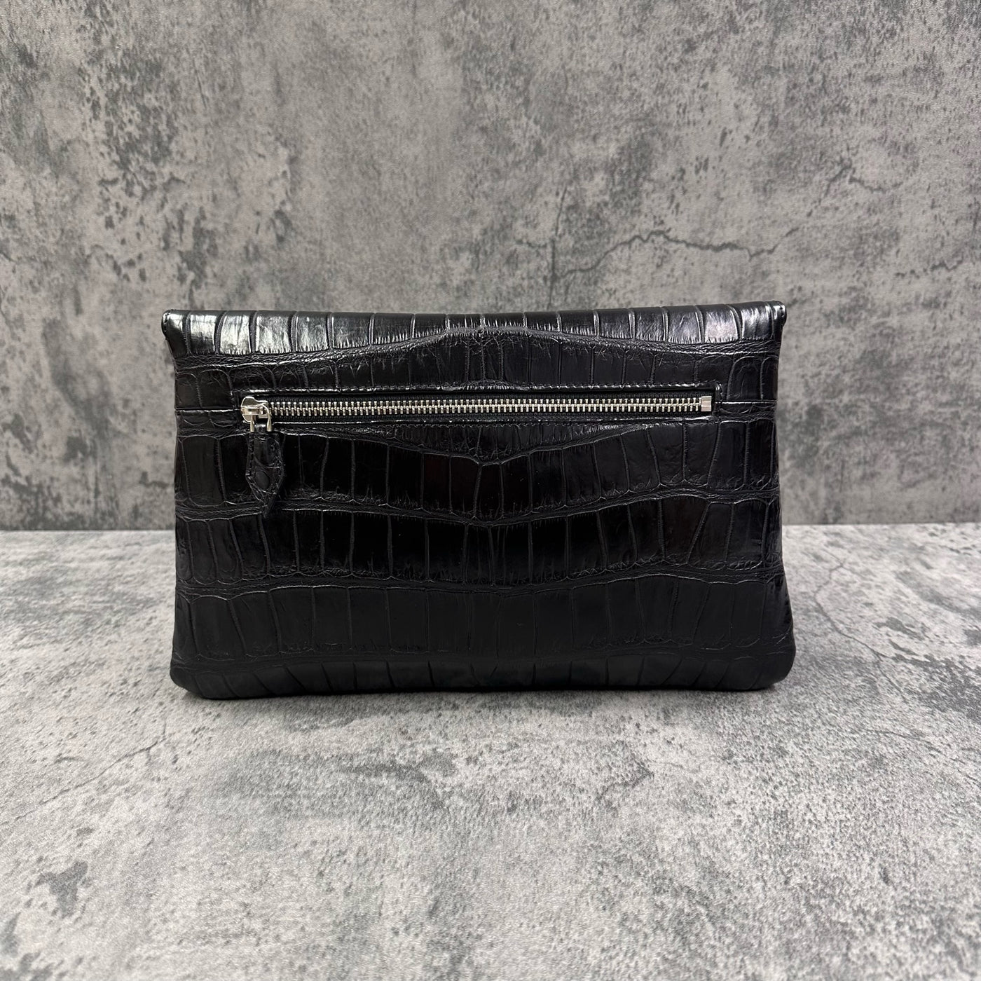 クロコダイル クラッチバッグ ワニ革 ポロサス 本革 黒 ブラック DITA