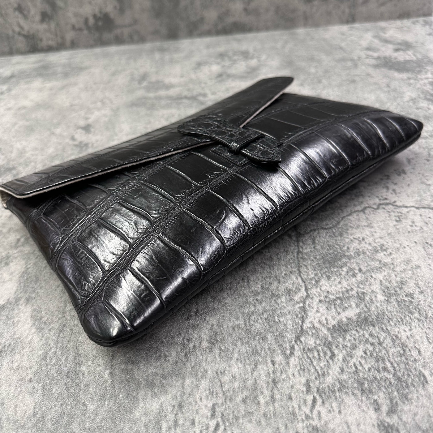 【じょり様】MARFORIO VENETIA　専用クロコダイル　クラッチバッグ クロコダイル クラッチバッグ ワニ革 ポロサス 本革 黒 ブラック DITA