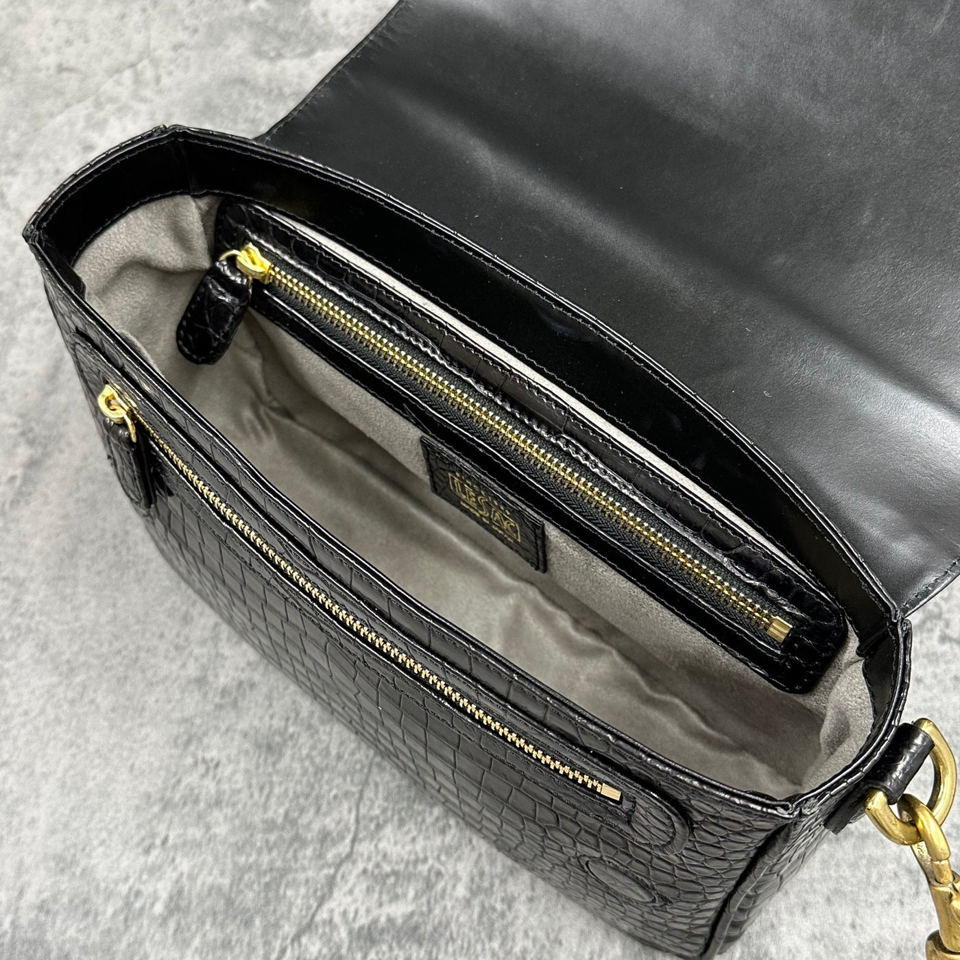 クロコダイル ショルダーバッグ ポロサス メンズ レディース 黒