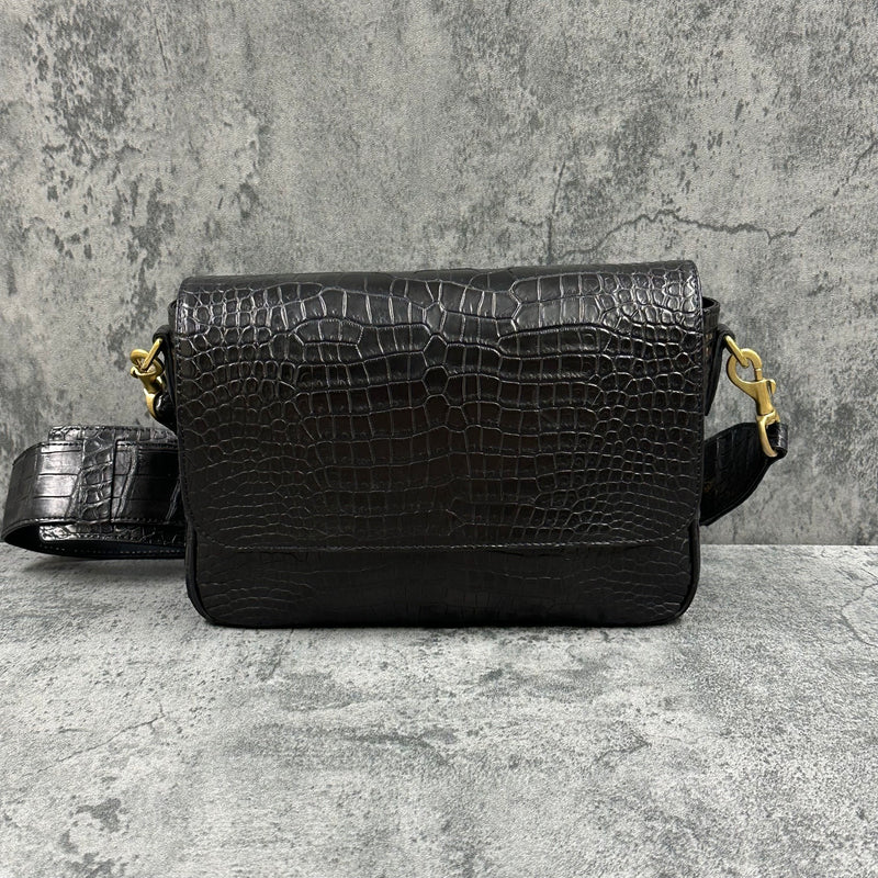 クロコダイル ショルダーバッグ ポロサス メンズ レディース 黒