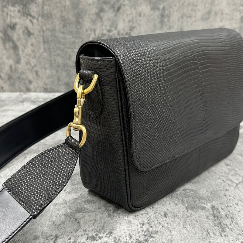 リザード ショルダーバッグ メンズ レディース 本革 マット 黒