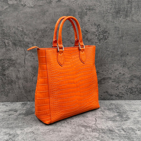 クロコダイル トートバッグ LIBIA - ORANGE/オレンジ