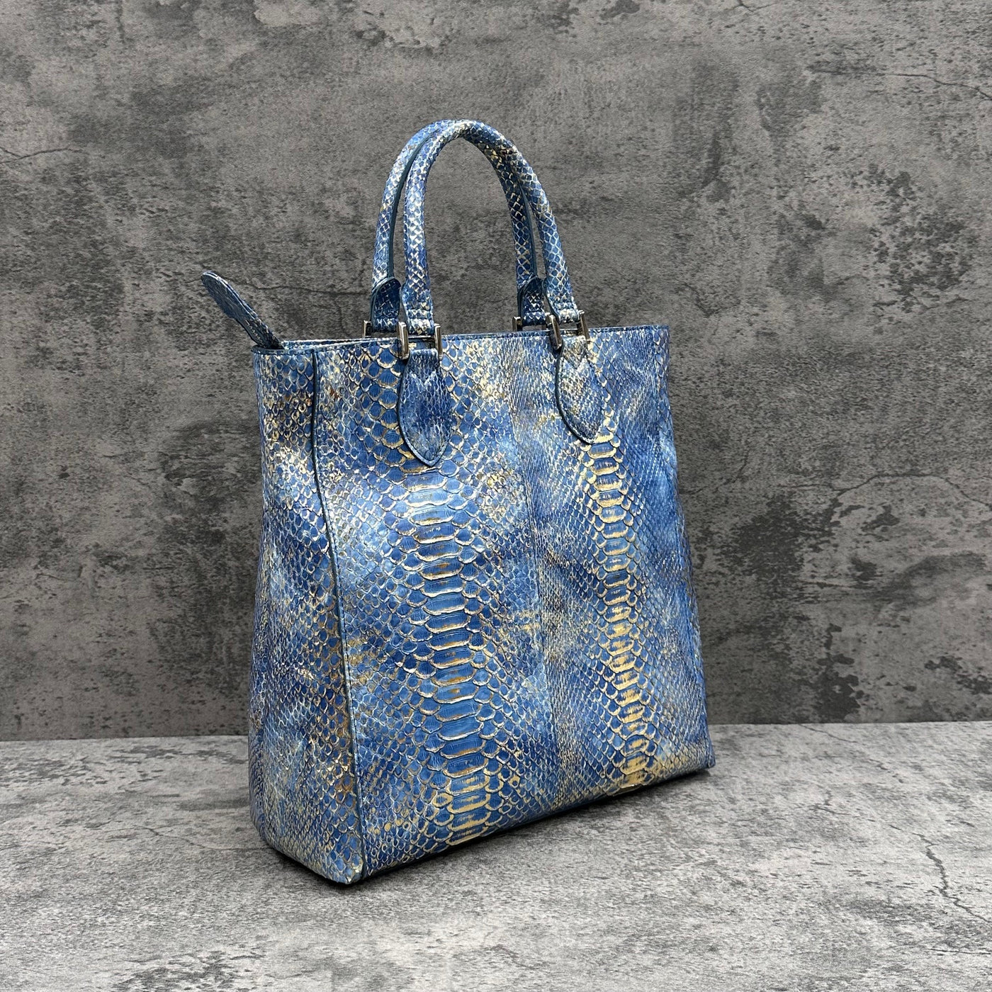 超希少]リアルダイヤモンドパイソン ビジネスバック メタリックブルー JRA