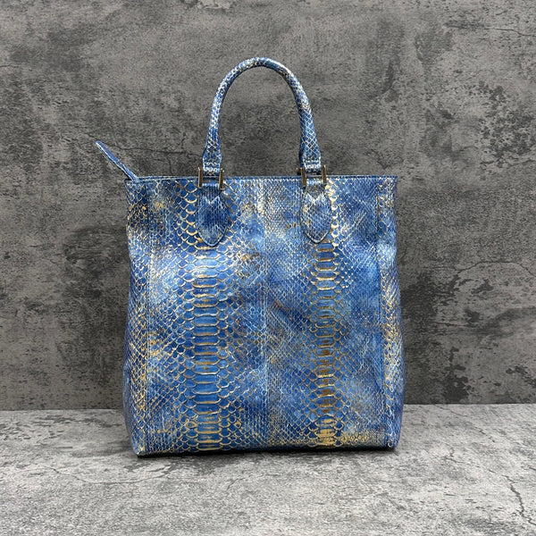 パイソン トートバッグ LIBIA SPC - GOLD＆BLUE/ゴールド＆ブルー
