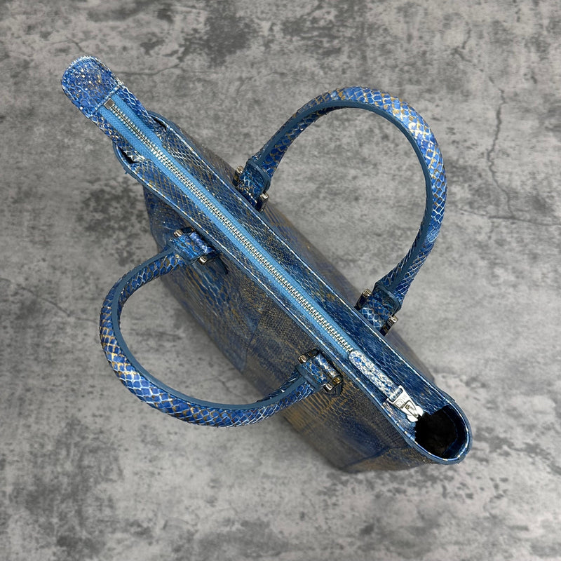 パイソン トートバッグ LIBIA SPC - GOLD＆BLUE/ゴールド＆ブルー