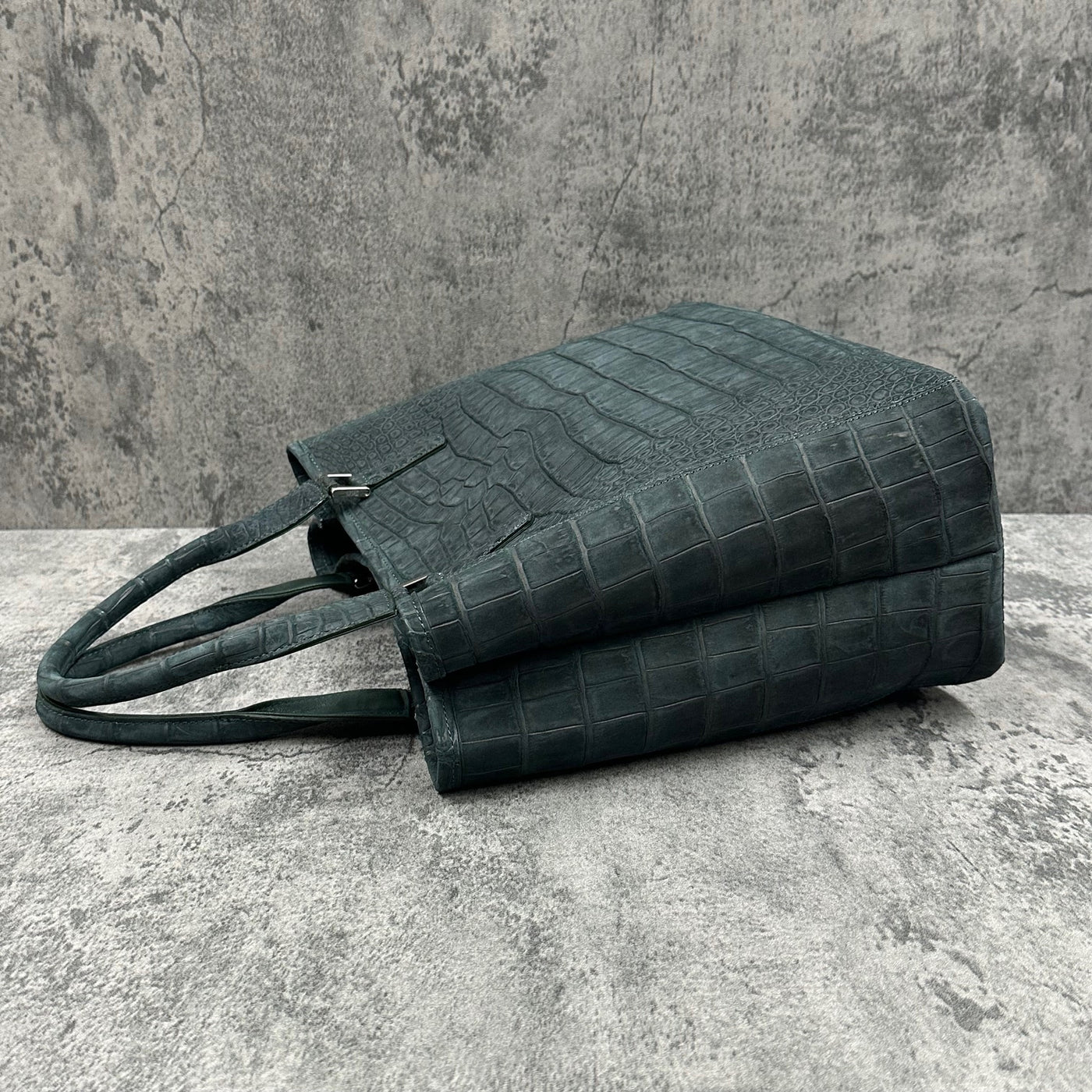 クロコダイル トートバッグ ヌバック仕上げ メンズ レディース 本革 緑