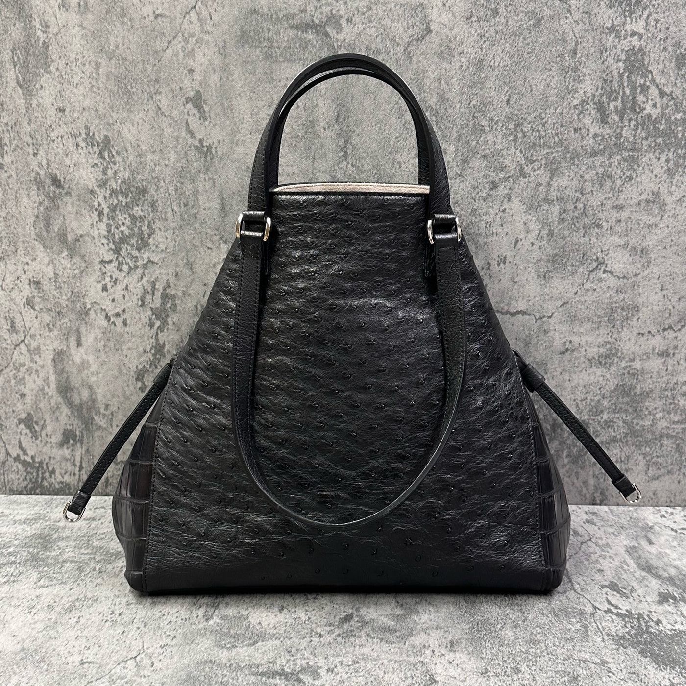 オーストリッチ/クロコダイル トートバッグ MOSCOVA - BLACK/ブラック