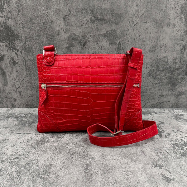 クロコダイル ショルダーバッグ PEU EPAIS - RED/レッド