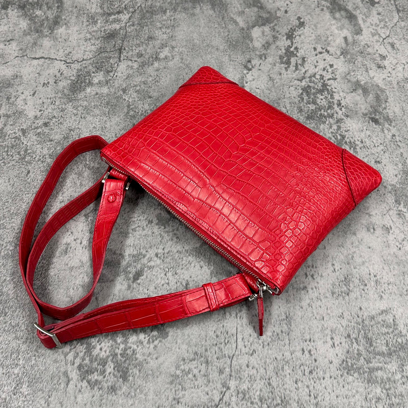 クロコダイル ショルダーバッグ PEU EPAIS - RED/レッド