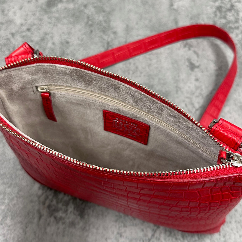 クロコダイル ショルダーバッグ PEU EPAIS - RED/レッド
