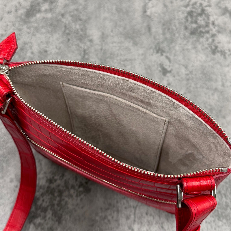 クロコダイル ショルダーバッグ PEU EPAIS - RED/レッド