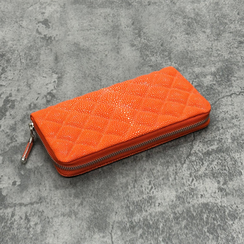 スティングレイ 長財布 ラウンドファスナー エイ革 ガルーシャ 本革