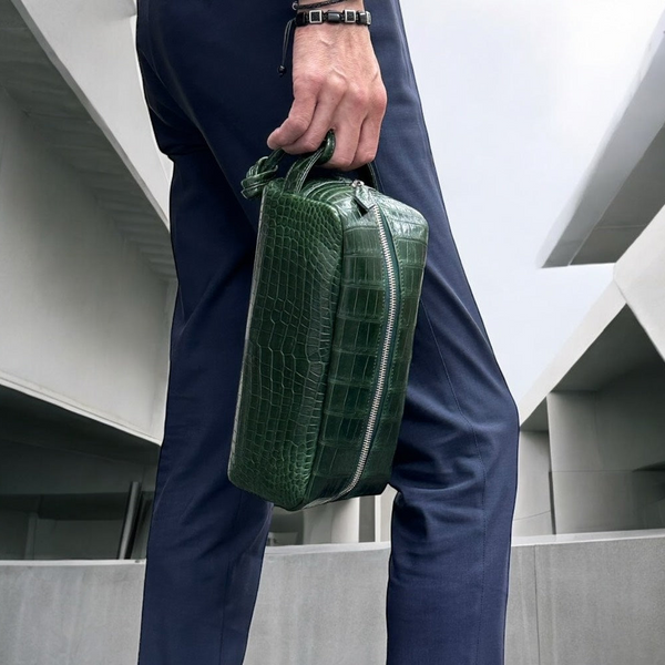 クロコダイル セカンドバッグ クラッチバッグ WAGNER - GREEN/グリーン