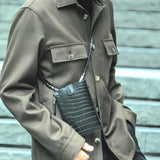 クロコダイル スマホショルダー メンズ レディース 本革 マット 黒 ブラック CAPRI