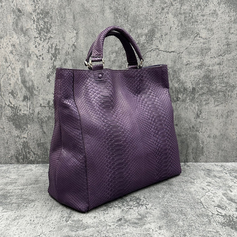 パイソン トートバッグ 蛇革 本革 メンズ レディース 紫色 パープル