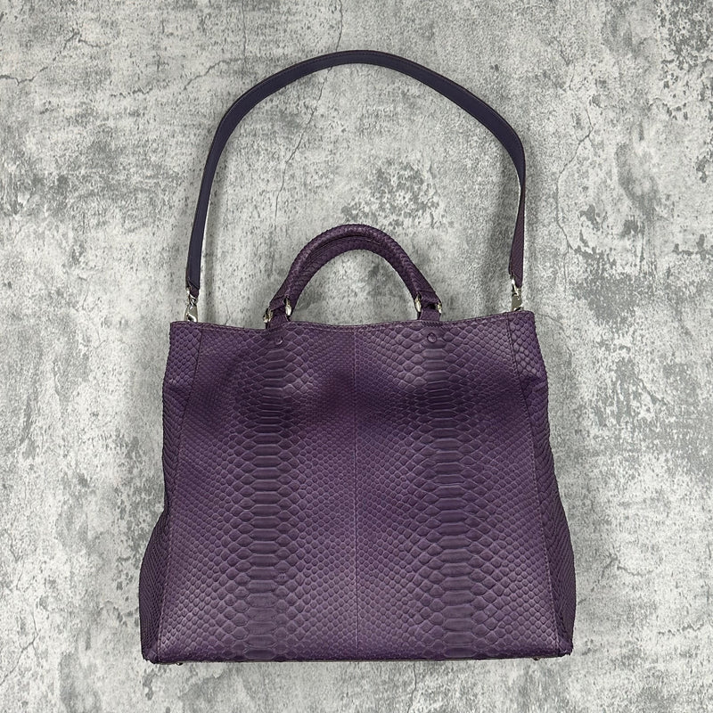 パイソン トートバッグ 蛇革 本革 メンズ レディース 紫色 パープル