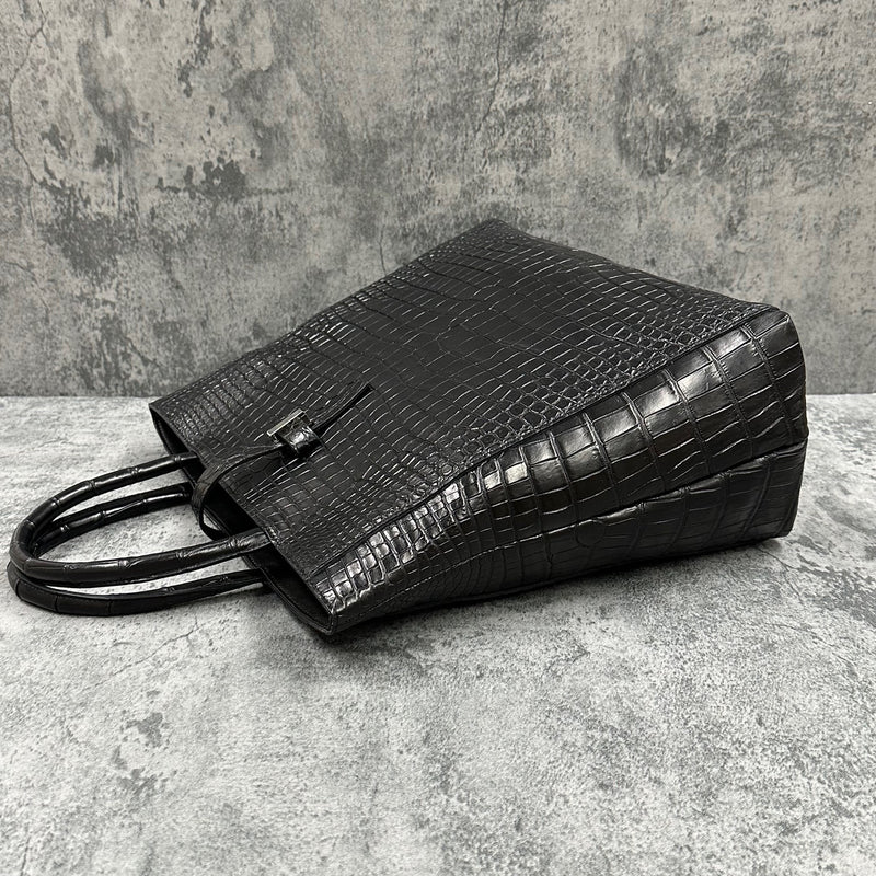 クロコダイル トートバッグ ワニ革 ポロサス 本革 黒 ブラック VENETO