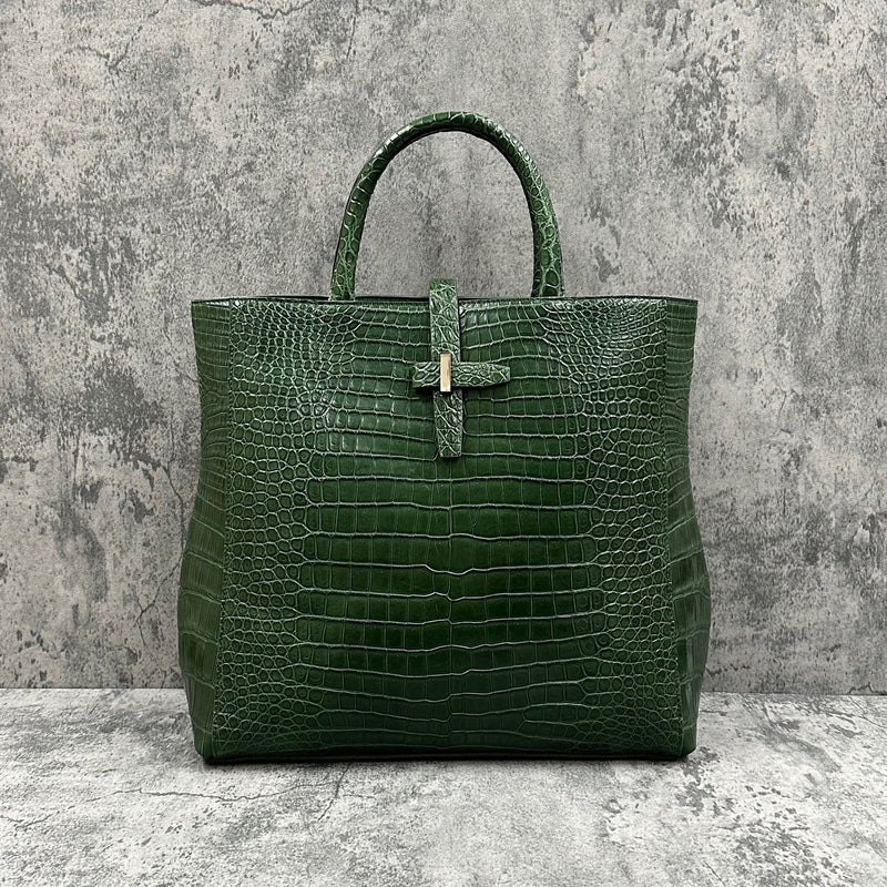 クロコダイル トートバッグ ポロサス メンズ レディース 本革 緑