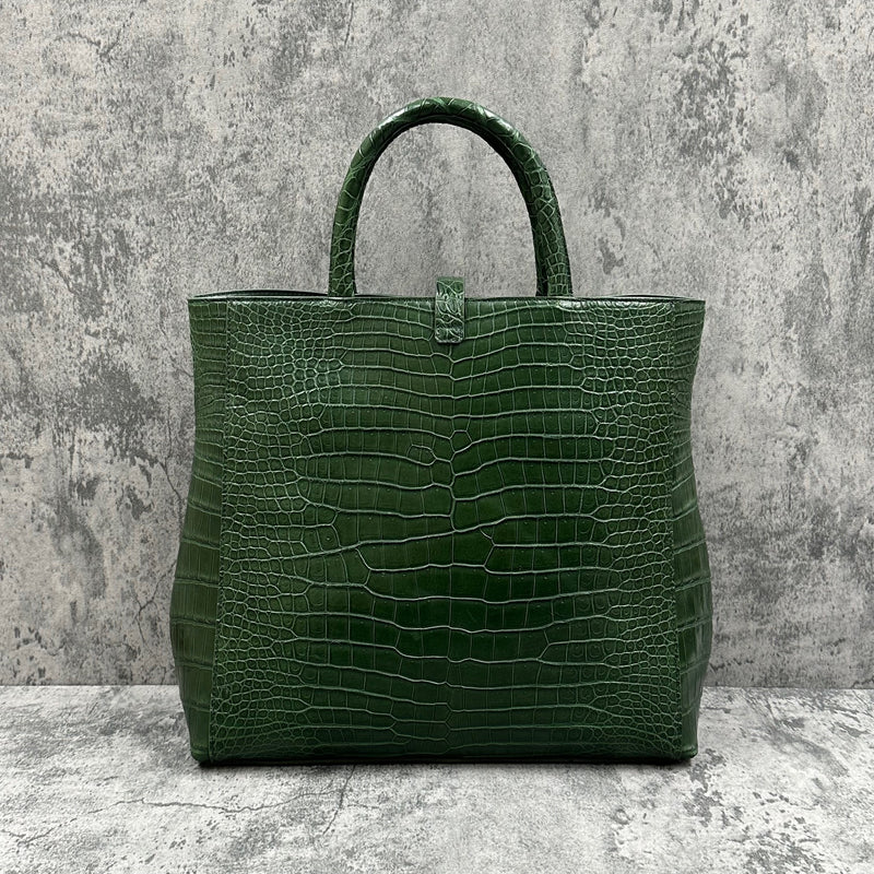 クロコダイル トートバッグ ポロサス メンズ レディース 本革 緑