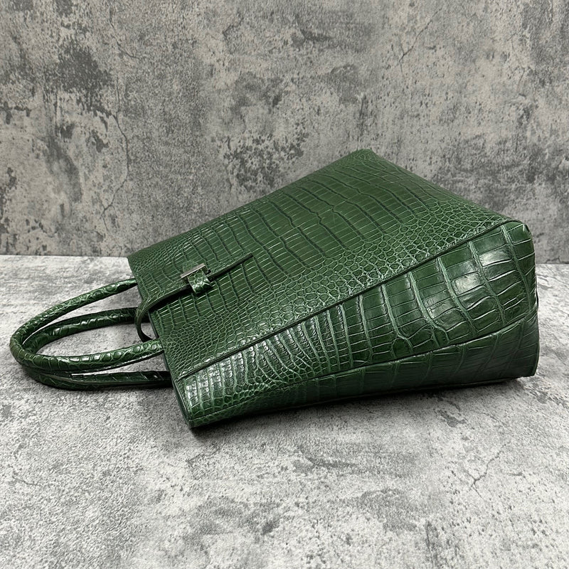 クロコダイル トートバッグ ポロサス メンズ レディース 本革 緑